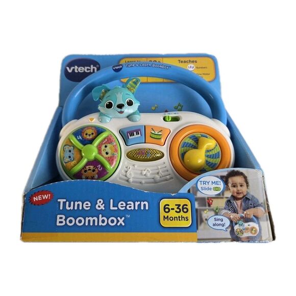 VTech TUNE & LEARN BOOMBOX 90+ Songs Sounds Music Player Tunes 6-36 Months NEW - Picture 1 of 3